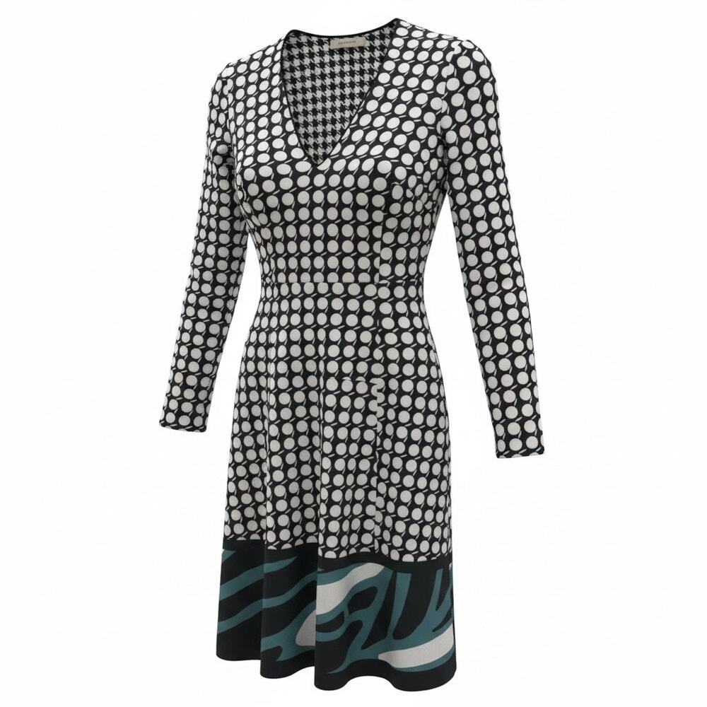 Patrizia Pepe Fit & Flare Dress M Black White Party Cocktail Eveningwear Italy
